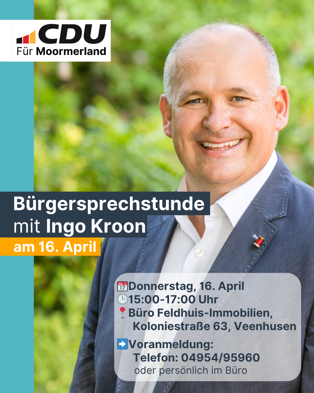 Bürgersprechstunde mit Ingo Kroon am 16. April